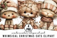 Whimsical Christmas Cats Clipart Product Image 1
