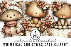 Whimsical Christmas Cats Clipart Product Image 1