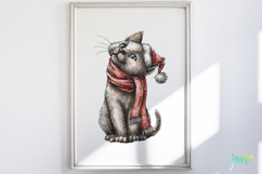 Whimsical Christmas Cats Clipart Bundle Product Image 6