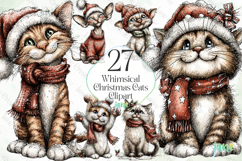 Whimsical Christmas Cats Clipart Bundle Product Image 1