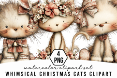 Whimsical Christmas Cats Clipart Product Image 1