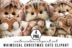 Whimsical Christmas Cats Clipart Product Image 1