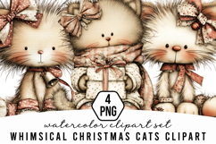 Whimsical Christmas Cats Clipart Product Image 1