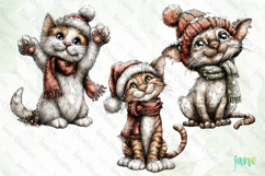 Whimsical Christmas Cats Clipart Product Image 1