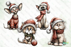 Whimsical Christmas Cats Clipart Product Image 1