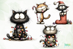 Whimsical Christmas Cats Clipart Product Image 1