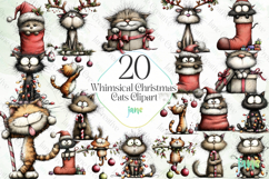 Whimsical Christmas Cats Clipart Product Image 1