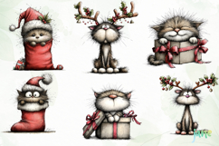 Whimsical Christmas Cats Clipart Product Image 8