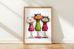 Whimsical Christmas Cats Watercolor Clipart Product Image 3