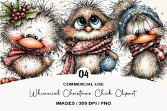 Whimsical Christmas Chick Clipart Product Image 1