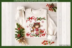 Whimsical Christmas Little Girl, Sublimation Png Design Product Image 1