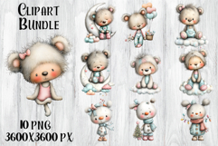 Whimsical Christmas clipart. Winter animal Sublimation Product Image 1
