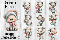Whimsical Christmas clipart. Winter animal Sublimation Product Image 1