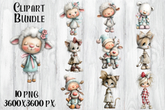 Whimsical Christmas clipart. Winter animal Sublimation Product Image 1