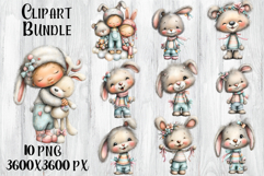 Whimsical Christmas clipart. Winter animal Sublimation Product Image 1