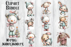 Whimsical Christmas clipart. Winter animal Sublimation Product Image 1