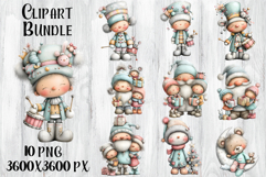 Whimsical Christmas clipart. Winter animal Sublimation Product Image 1