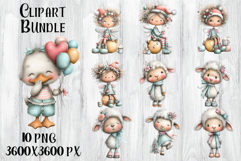 Whimsical Christmas clipart. Winter animal Sublimation Product Image 1