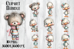 Whimsical Christmas clipart. Winter animal Sublimation Product Image 1