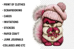 Whimsical Pink Christmas Animals Clipart - Cozy Winter PNG Product Image 2