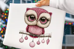 Whimsical Pink Christmas Animals Clipart - Cozy Winter PNG Product Image 3