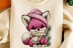 Whimsical Pink Christmas Animals Clipart - Cozy Winter PNG Product Image 4