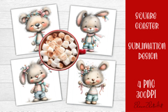 Whimsical Christmas Coaster Design | animal Square Coaster Product Image 1