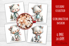 Whimsical Christmas Coaster Design | animal Square Coaster Product Image 1