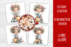 Whimsical Christmas Coaster Design | animal Square Coaster Product Image 1