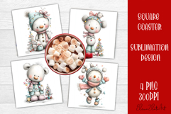 Whimsical Christmas Coaster Design | animal Square Coaster Product Image 1