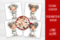 Whimsical Coaster Design | cute angels Square Coaster Product Image 1
