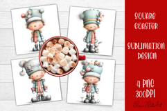 Whimsical Christmas Coaster Design | animal Square Coaster Product Image 1