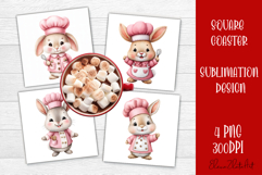 Whimsical baby bunny Coaster Design | animal Square Coaster Product Image 1