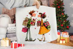 whimsical Christmas couple clipart Product Image 2