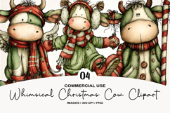 Whimsical Christmas Cow Clipart PNG Product Image 1