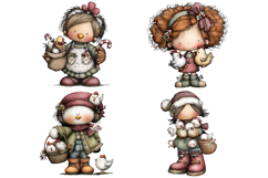 Whimsical Christmas Crazy Chicken Lady Clipart Product Image 2