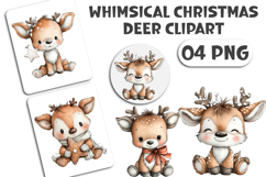 Whimsical Christmas Deer Clipart Product Image 1