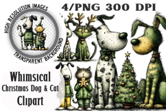 Whimsical Christmas Dog &amp; Cat Friendship Product Image 1