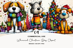 Whimsical Christmas Dog Clipart Product Image 1