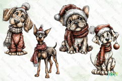 Whimsical Christmas Dogs Clipart Product Image 1