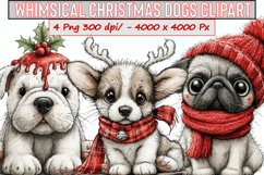 Whimsical Christmas Dogs Clipart Product Image 1