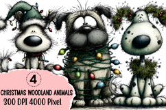 Whimsical Christmas Dogs Clipart Sublimation Product Image 1