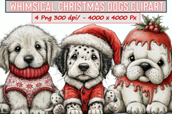 Whimsical Christmas Dogs Clipart Product Image 1