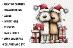Whimsical Christmas Dogs Clipart PNG| Cute Holiday Png Product Image 2