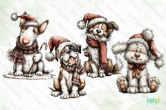 Whimsical Christmas Dogs Clipart Product Image 1