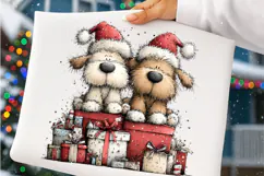 Whimsical Christmas Dogs Clipart PNG| Cute Holiday Png Product Image 3
