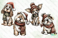 Whimsical Christmas Dogs Clipart Product Image 1