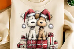 Whimsical Christmas Dogs Clipart PNG| Cute Holiday Png Product Image 4