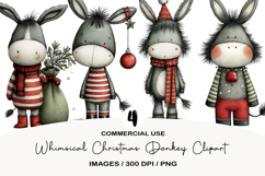 Whimsical Christmas Donkey Clipart Product Image 1