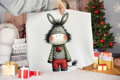 Whimsical Christmas Donkey Clipart Product Image 2